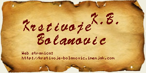 Krstivoje Bolanović vizit kartica